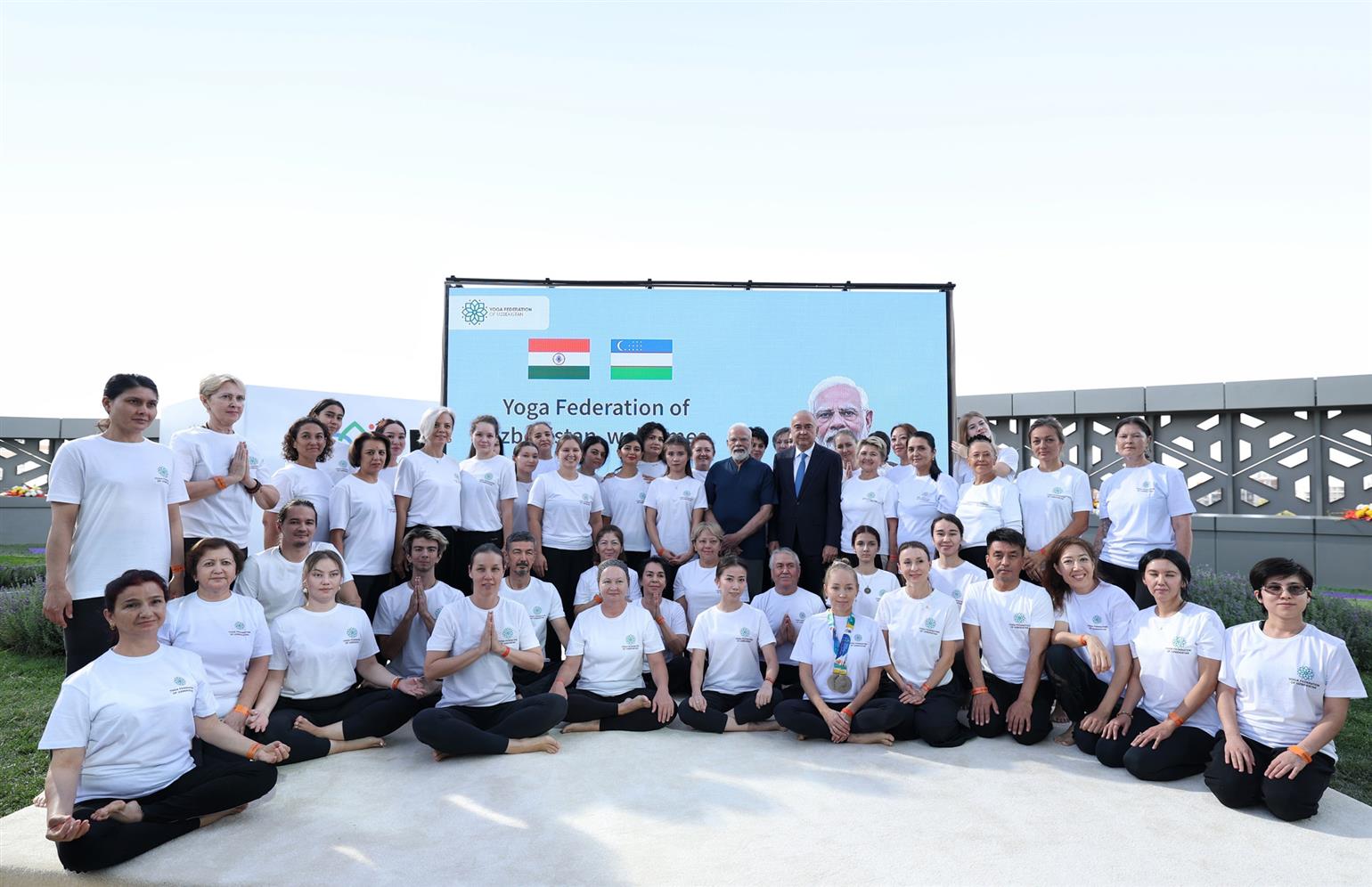 PM takes part in a yoga programme hosted by the Yoga Federation of Uzbekistan during his two-day state visit to the country at Hilton Hotel of Tashkent, in Uzbekistan.