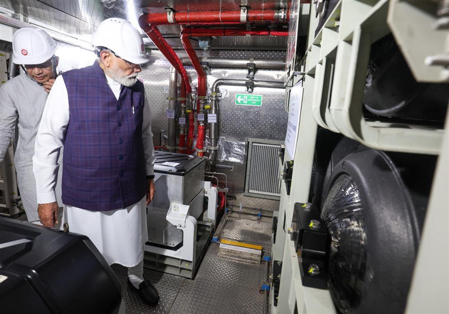 PM at the flagging-off ceremony of India’s first Hydrogen train between Jind and Sonipat at Jind railway station, in Haryana