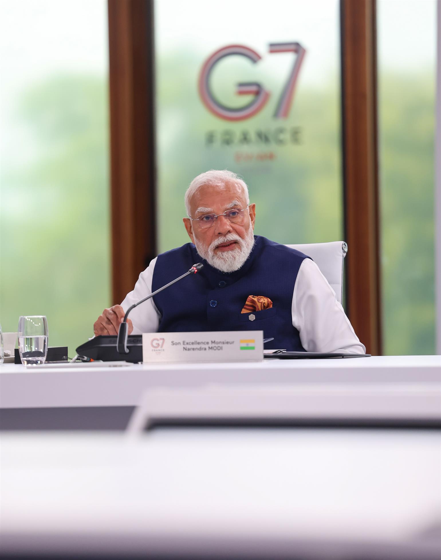 PM addressing the Outreach Session on “Forging new Partnerships and rebuilding international solidarity” on the sidelines of the G7 Summit, in Evian, France. 
