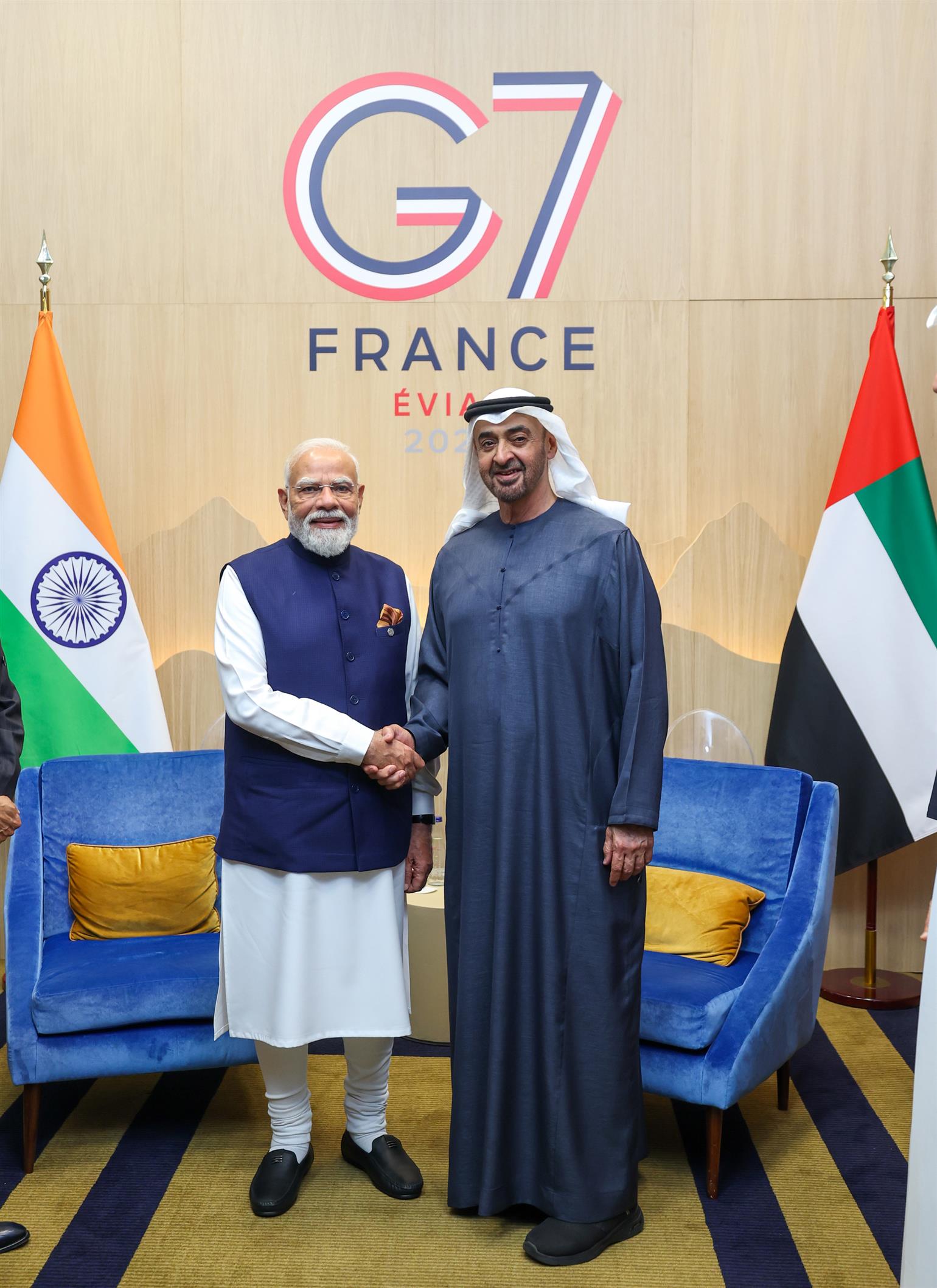 PM held a bilateral meeting with the President of the United Arab Emirates, Sheikh Mohamed bin Zayed Al Nahyan on the sidelines of the G7 Summit, in Evian, France. 