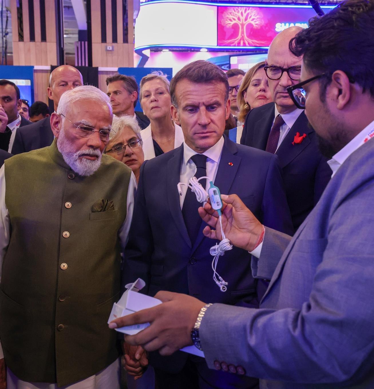 PM and the President of France, Mr. Emmanuel Macron jointly visited the exhibition at VivaTech 2026 in Paris, France. 