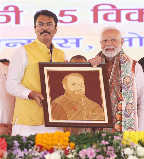 PM at the inauguration, laying foundation stone and dedication to the nation multiple development projects worth around Rs 12,100 crore at Darbhanga, in Bihar on November 13, 2024.