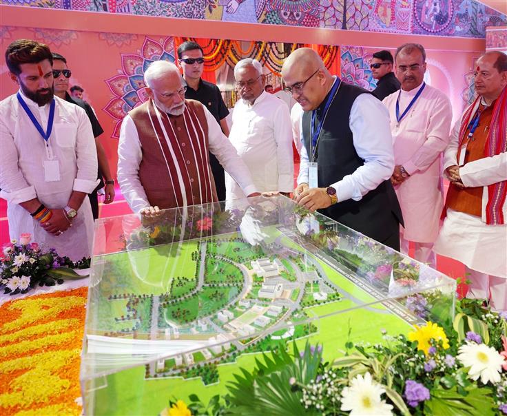 PM undertakes Walkthrough of Exhibition at Darbhanga, in Bihar on November 13, 2024.