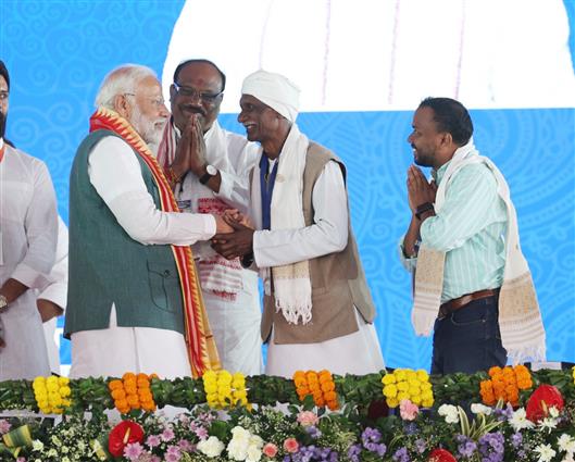 PM attends Janjatiya Gaurav Divas Celebrations at Jamui, in Bihar on November 15, 2024.