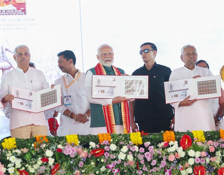 PM attends Janjatiya Gaurav Divas Celebrations at Jamui, in Bihar on November 15, 2024.