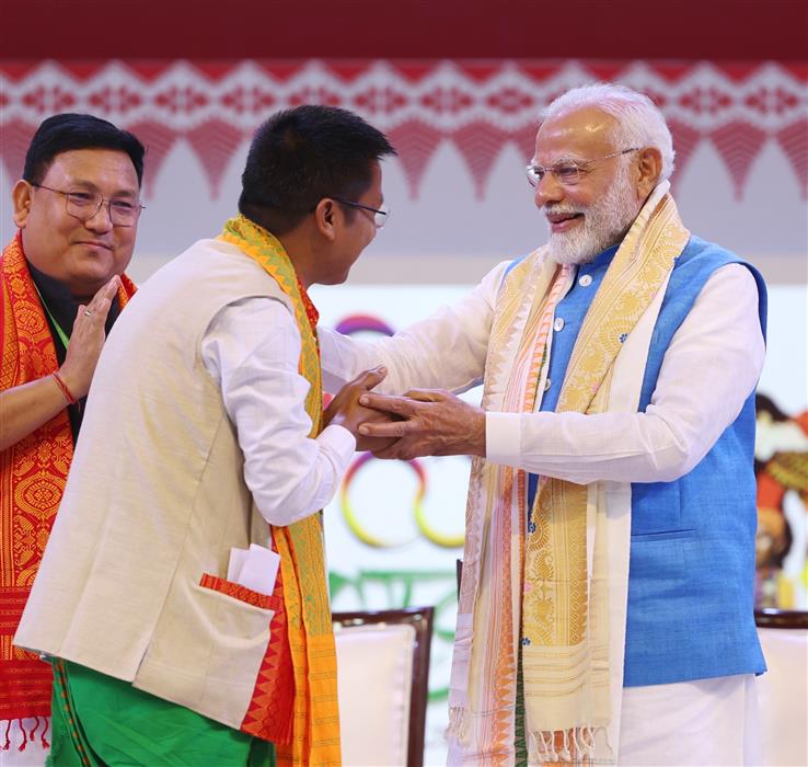 PM graced the inauguration of 1st ‘Bodoland Mohotsov’ at SAI Indira Gandhi Sports Complex, in New Delhi on November 15, 2024.