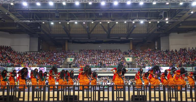 Glimpses of cultural performance during the inauguration of 1st ‘Bodoland Mohotsov’ at SAI Indira Gandhi Sports Complex, in New Delhi on November 15, 2024. PM graced the event.