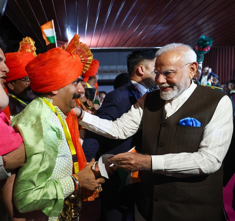 PM receives warm welcome by Indian Community at Abuja, in Nigeria on November 16, 2024.