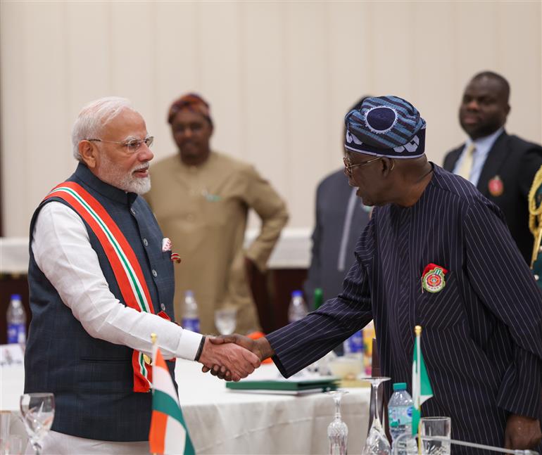 PM receives Nigeria’s 2nd highest honour - ‘Grand Commander of the Order of the Niger’ award at Abuja, in Nigeria on November 17, 2024.