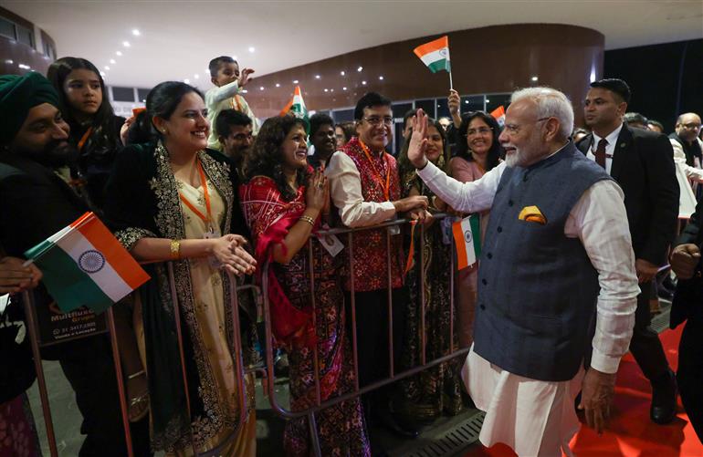 PM receives warm welcome by Indian Community at Rio de Janeiro, in Brazil on November 17, 2024.