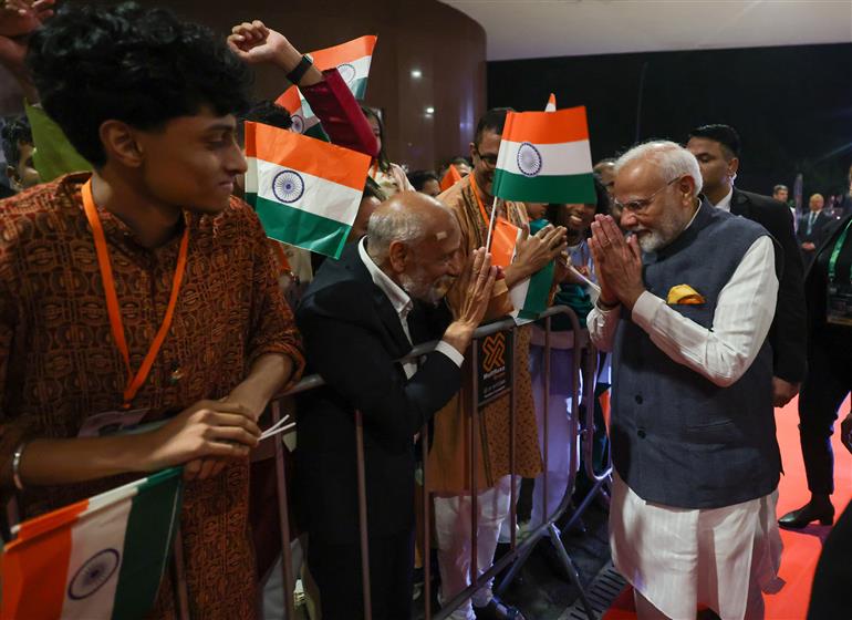 PM receives warm welcome by Indian Community at Rio de Janeiro, in Brazil on November 17, 2024.