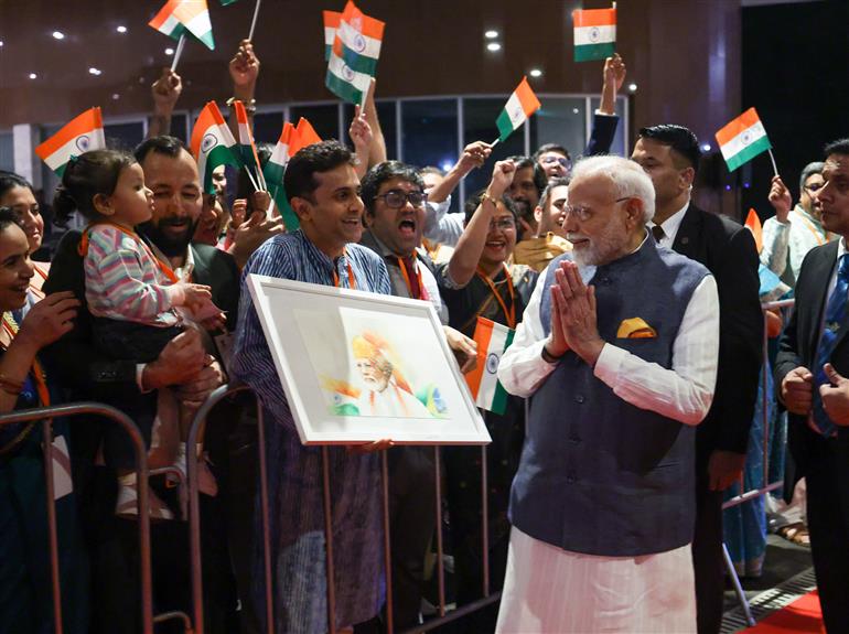 PM receives warm welcome by Indian Community at Rio de Janeiro, in Brazil on November 17, 2024.