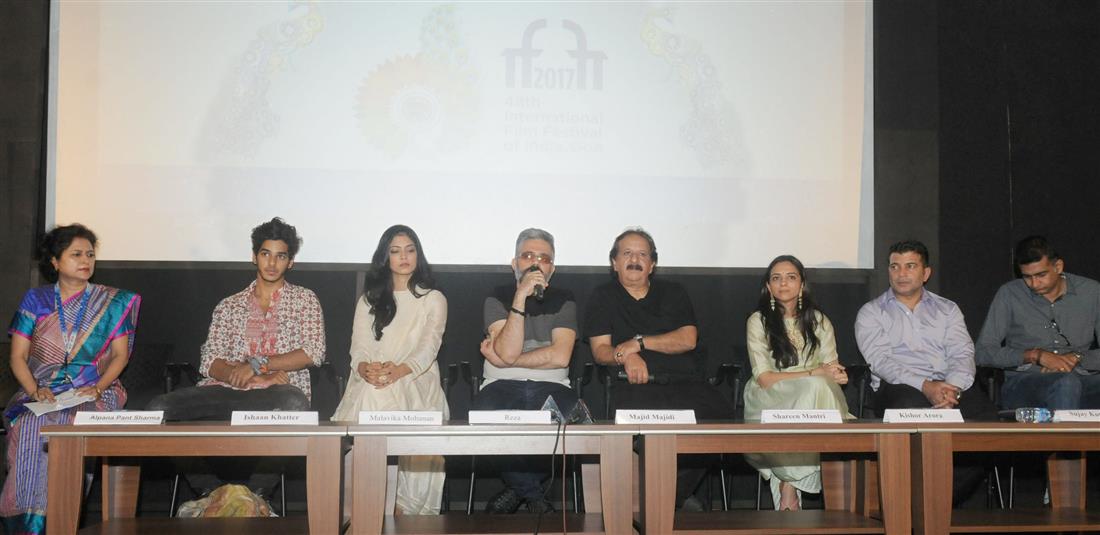 The Cast & Crew of the film BEYOND THE CLOUDS, at the Press conference, during the 48th International Film Festival of India (IFFI-2017), in Panaji, Goa on November 21, 2017.:Ministry of Information & Broadcasting