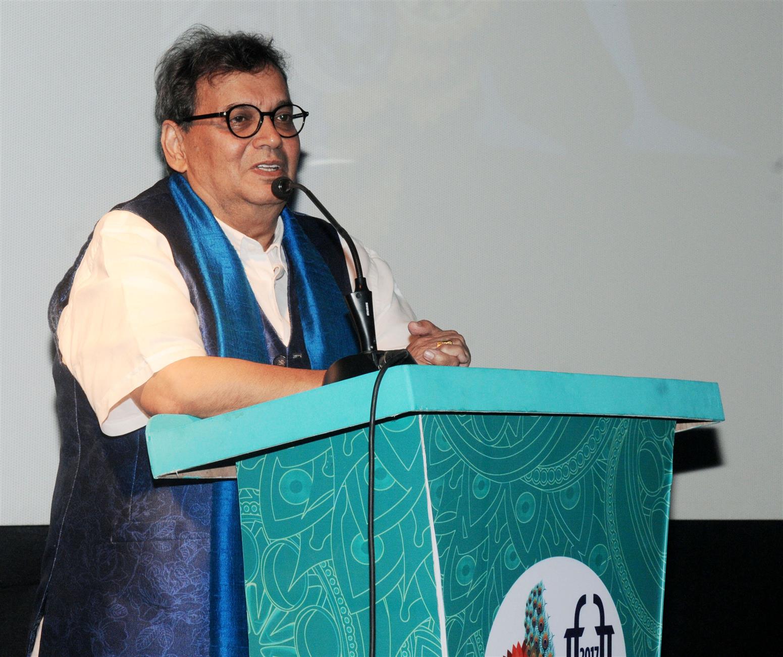 The Veteran Film Director and Producer, Subhash Ghai at the Master Class on Commercial Cinema, during the 48th International Film Festival of India (IFFI-2017), in Panaji, Goa on November 21, 2017.:Ministry of Information & Broadcasting