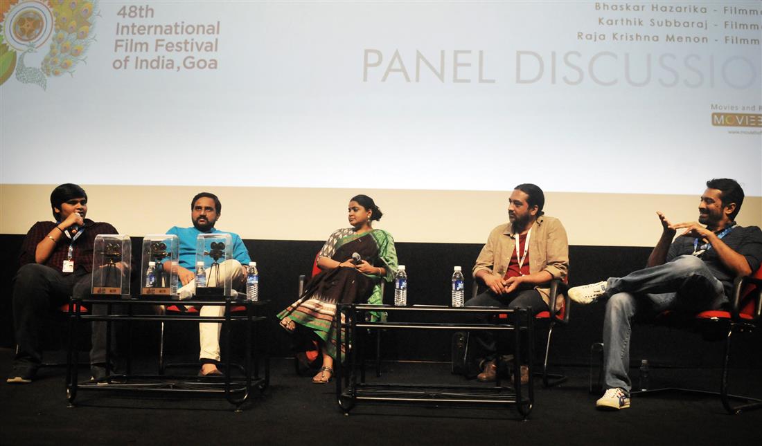 The panel discussion on “Young filmmakers of India: The Emerging Voices and the Narratives”, during the 48th International Film Festival of India (IFFI-2017), in Panaji, Goa on November 23, 2017. :Ministry of Information & Broadcasting