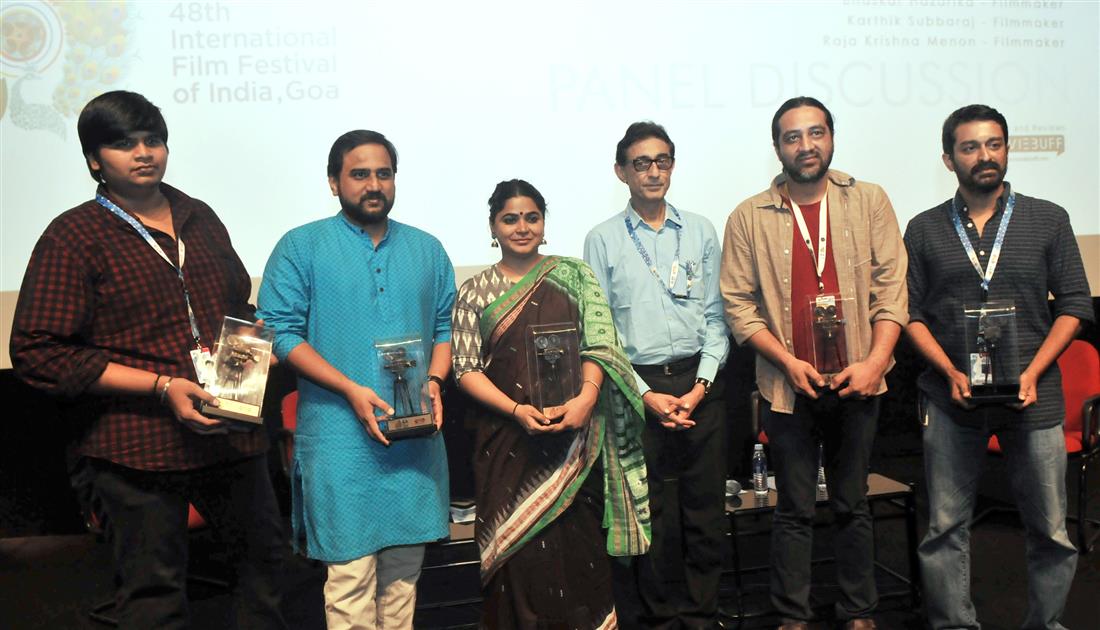 The panel discussion on “Young filmmakers of India: The Emerging Voices and the Narratives”, during the 48th International Film Festival of India (IFFI-2017), in Panaji, Goa on November 23, 2017. :Ministry of Information & Broadcasting