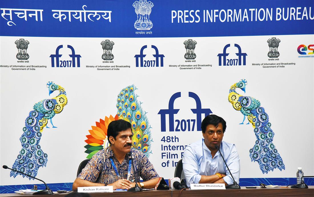 The Indian Film Director, Madhur Bhandarkar addressing a press conference on BRICS Film Making Programme, during the 48th International Film Festival of India (IFFI-2017), in Panaji, Goa on November 23, 2017. :Ministry of Information & Broadcasting