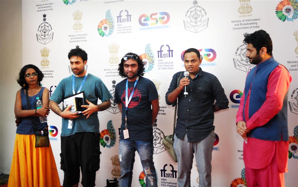 The Director Vaibhav Hiwase with the Cast & Crew of the film PALASH, at the Red Carpet, during the 48th International Film Festival of India (IFFI-2017), in Panaji, Goa on November 24, 2017.:Ministry of Information & Broadcasting