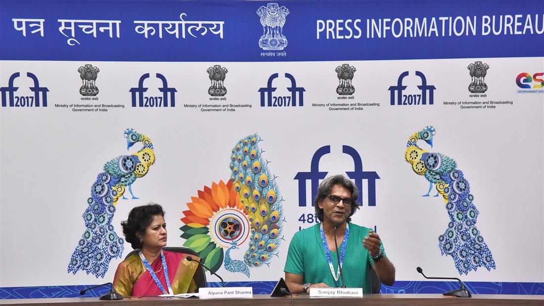 The Producer Sanjay Bhutiani of the film MUKTI BHAWAN, at a Press Conference, during the 48th International Film Festival of India (IFFI-2017), in Panaji, Goa on November 25, 2017.:Ministry of Information & Broadcasting