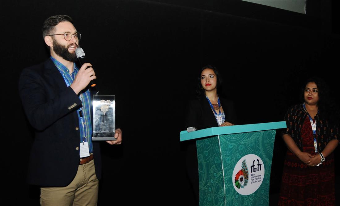 


Actor Brent Andrew Skagford of the film EYE ON JULIET, at the Presentation, during the 48th International Film Festival of India (IFFI-2017), in Panaji, Goa on November 25, 2017.:Ministry of Information & Broadcasting