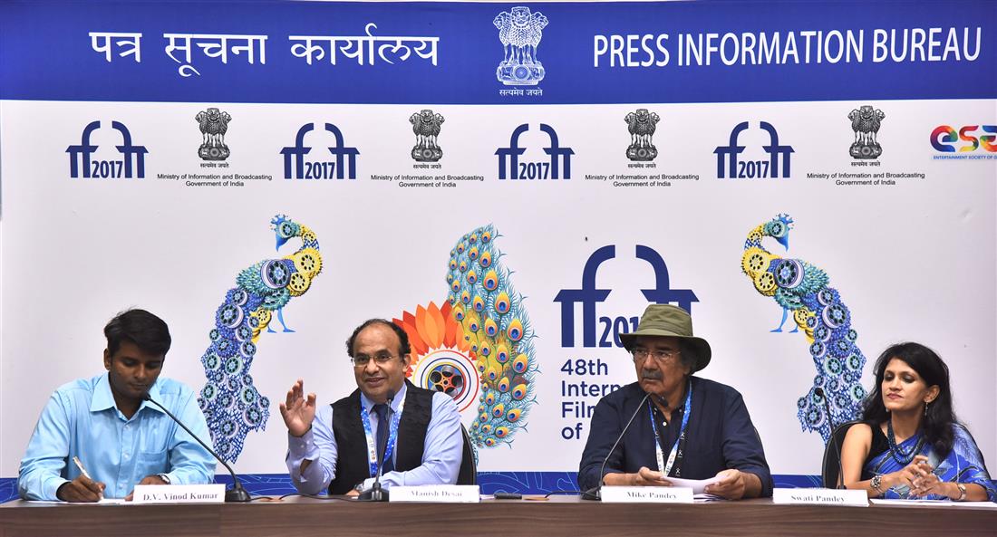 The Director, Mumbai International Film Festival, Shri Manish Desai, at a Press Conference, during the 48th International Film Festival of India (IFFI-2017), in Panaji, Goa on November 26, 2017.:Ministry of Information & Broadcasting