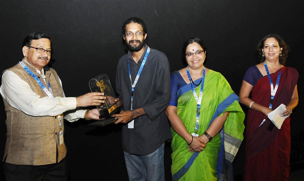 The Director R. Nithin and Producer K. Bhagyalaxmi of the film NAME|PLACE|ANIMAL|THING, at the Presentation, during the 48th International Film Festival of India (IFFI-2017), in Panaji, Goa on November 26, 2017.:Ministry of Information & Broadcasting