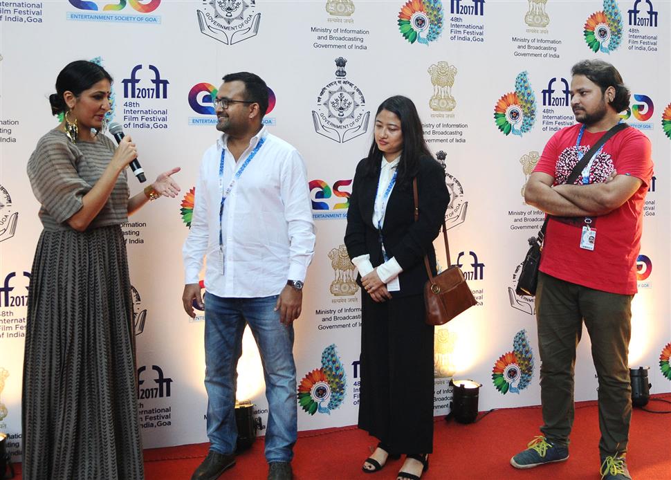 The Director Sanjay Patel (Canada-India) and cast & crew of the film UNION LEADER, at the Red Carpet, during the 48th International Film Festival of India (IFFI-2017), in Panaji, Goa on November 26, 2017.:Ministry of Information & Broadcasting