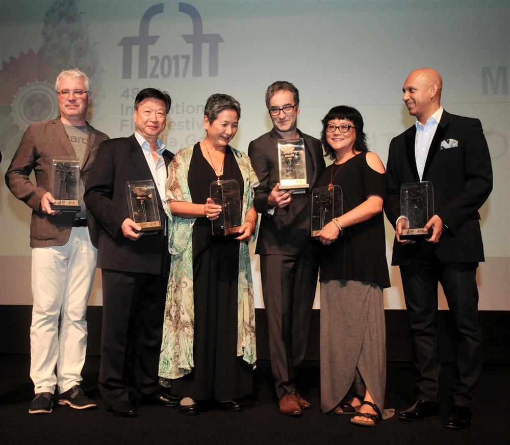 The Director Mina Shum, Producer with the Cast and Crew of the Canadian film MEDITATION PARK, at the Presentation, during the 48th International Film Festival of India (IFFI-2017), in Panaji, Goa on November 27, 2017.:Ministry of Information & Broadcasting