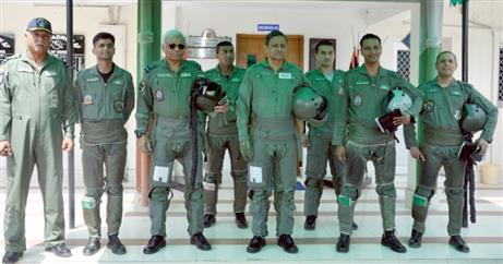 The Defence Secretary, Shri Sanjay Mitra and the Vice Chief of the Air Staff, Air Marshal S.B. Deo ready for a sortie in a Su-30 MKI of IAF, at Air Force Station Sirsa, in Haryana on April 14, 2018.