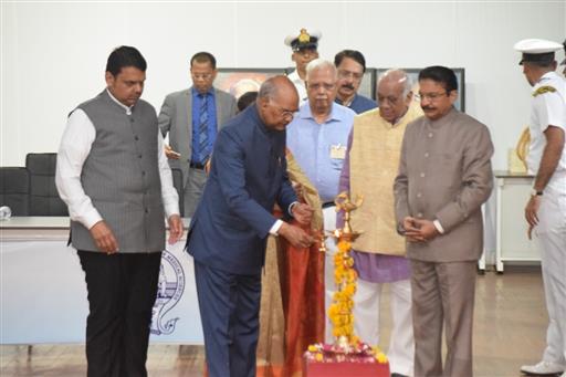 The President of India Sh. Ram Nath Kovind inaugurating the Golden Jubilee celebrations of Mahatma Gandhi Institute of Medical Sciences (MGIMS), Wardha on 17 August 2019. Maharashtra’s Governor Ch. Vidysagar Rao & Chief Minister Devendra Fadnavis are also seen.