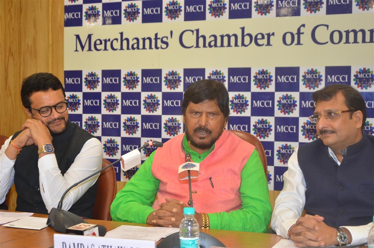 The Union Minister of State for Social Justice and Empowerment, Shri Ramdas Athawale speaking at a special session on “Social Justice and Empowerment in India: Progress and Way Ahead” held by Merchants’ Chamber of Commerce and Industry (MCCI) in Kolkata on August 20, 2019.