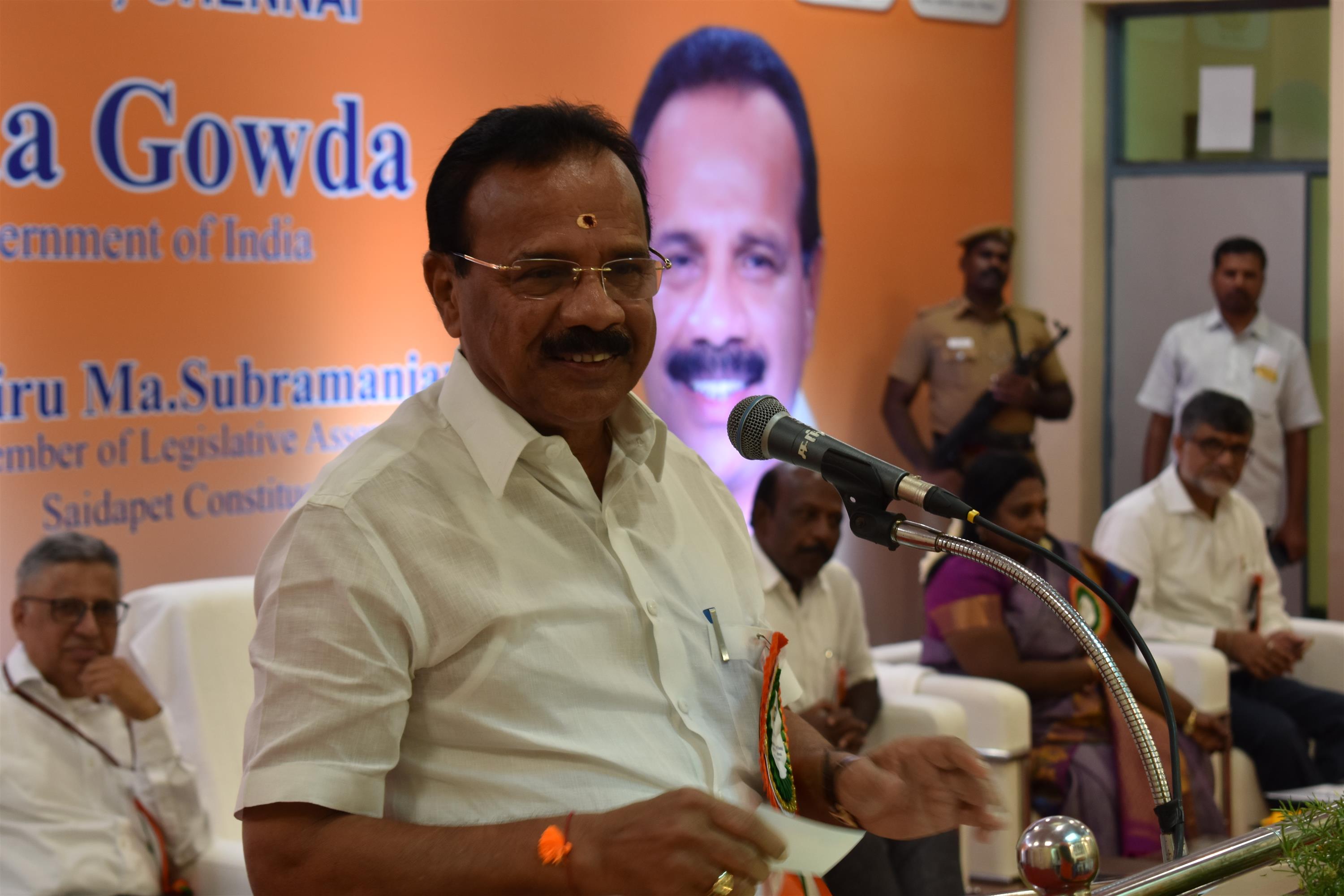 Shri. D. V. Sadananda Gowda, Union Minister for Chemicals & Fertilizers addressing the gathering during the inauguration of the Boys Hostel of the CIPET: Institute of Plastics Technology, Deptt. Of Chemicals & Petrochemicals, Ministry of Chemicals & Fertilizers at Chennai, today (August 29, 2019)  
