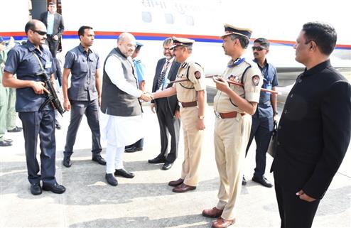 Union Home Minister Shri. Amit Shah has arrived in Pune to attend a National Conference of Director Generals of Police