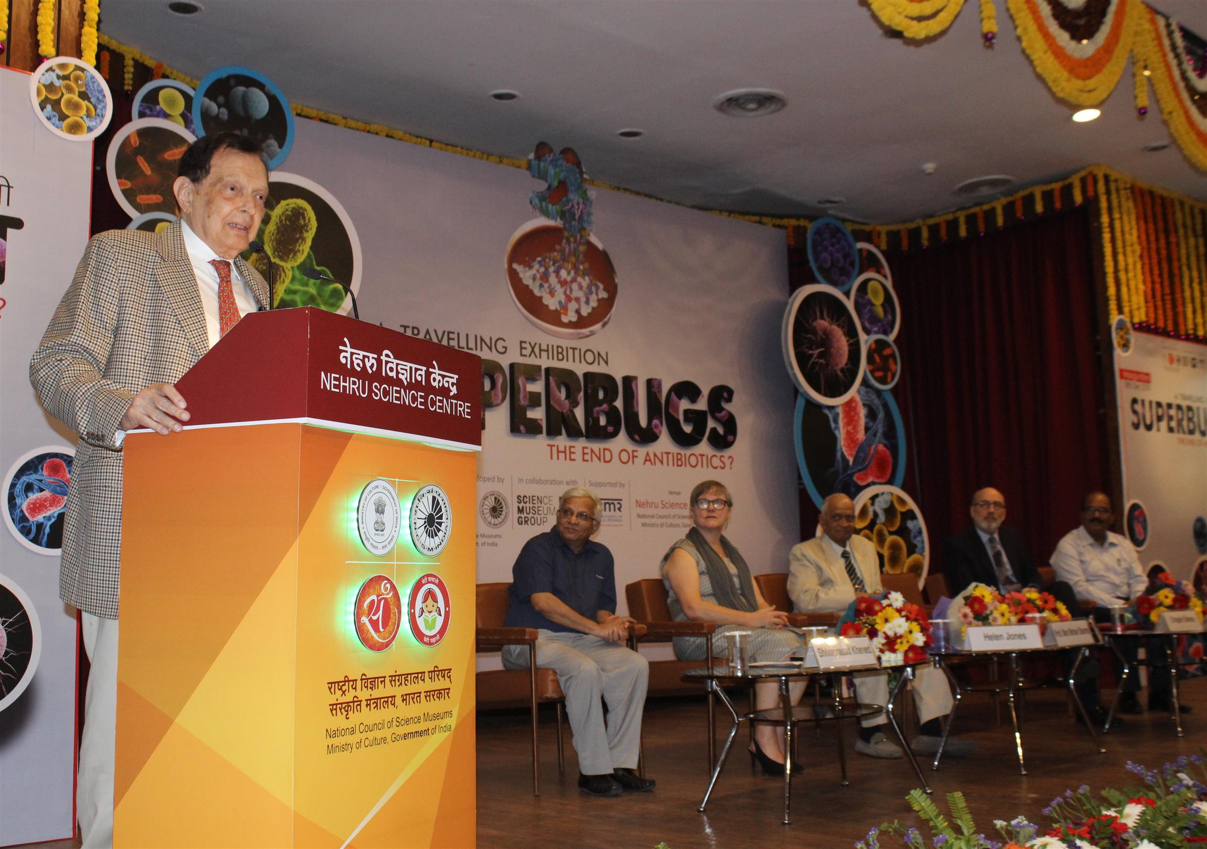Eminent physician Dr. Farokh E. Udwadia speaking at the inauguration of a travelling exhibition titled “Superbugs: The End of Antibiotics?” at Nehru Science Centre in Mumbai on 18.12.2019