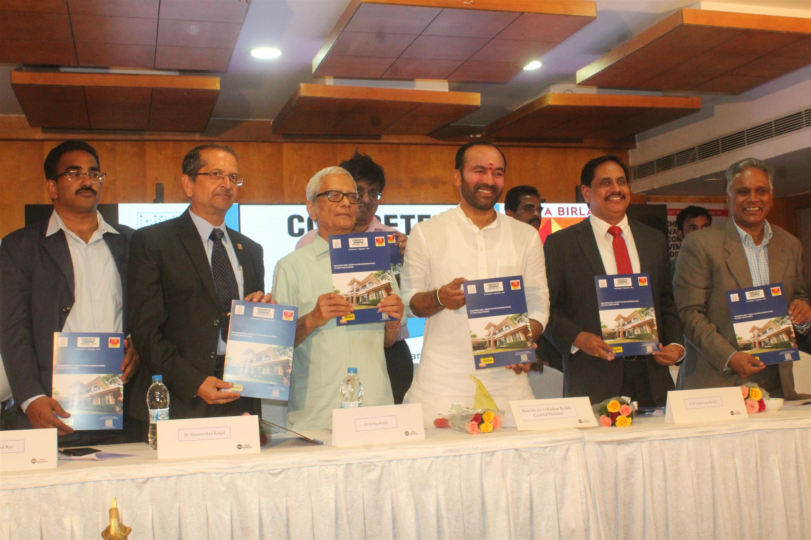 The Minister of State for Home Affairs, Shri G. Kishan Reddy releasing a booklet at the National conference on Concrete pavements and bridges, in Hyderabad on July 06, 2019.  