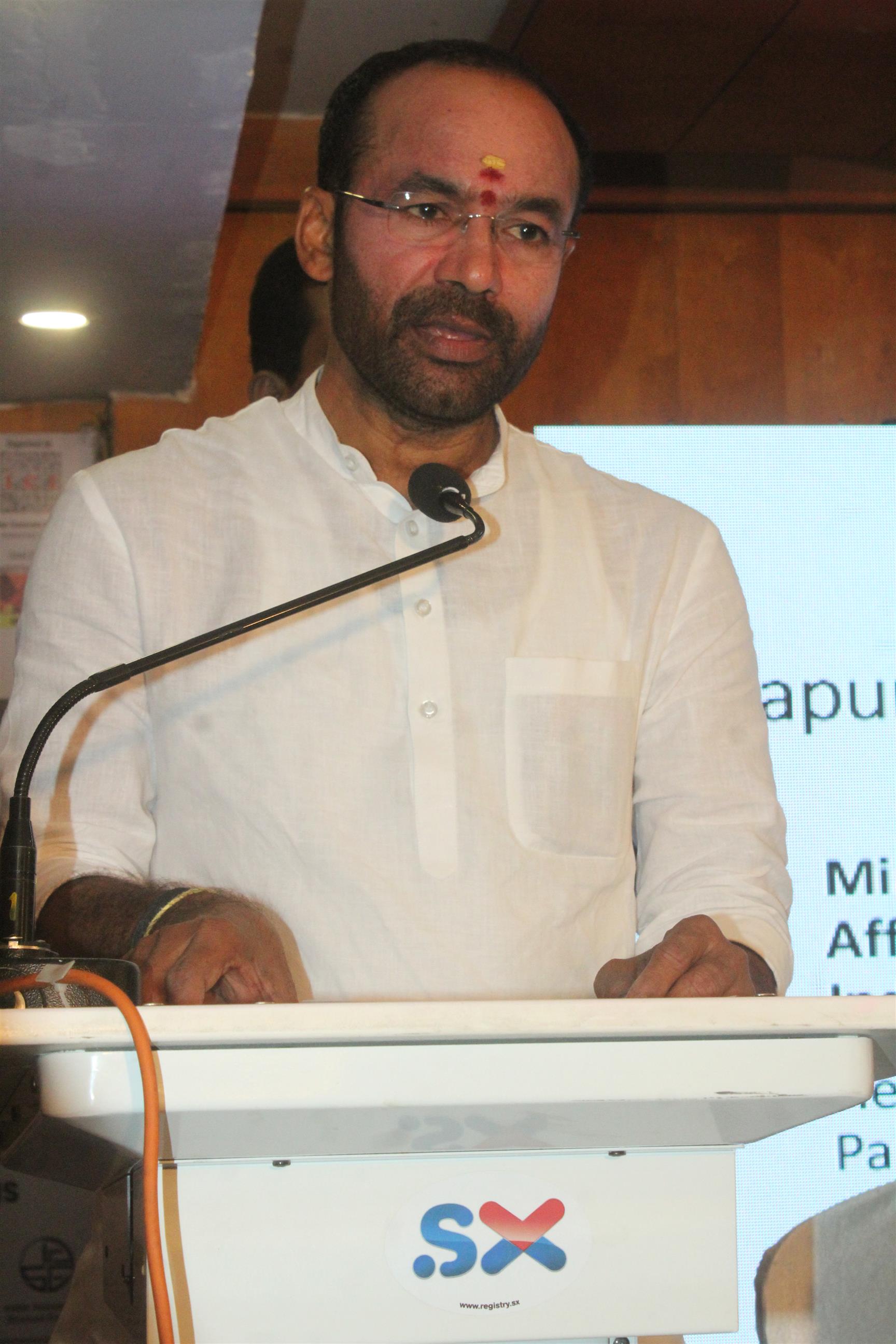The Minister of State for Home Affairs, Shri G. Kishan Reddy addressing the delegates at the National conference on Concrete pavements and bridges, in Hyderabad on July 06, 2019.  