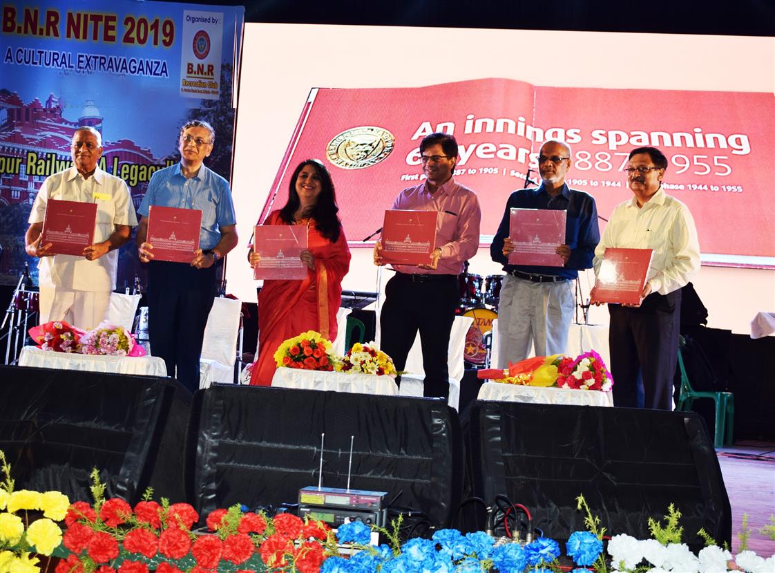 Release of book on South Eastern Railway titled “BENGAL NAGPUR RAILWAY - A LEGACY ” written by Sri G K Mohanty, former Chief Operations Manager, South Eastern Railway at Nazrul Mancha, Kolkata today (28.06.19). Smt. Rashmi Rekha Mishra, President, South Eastern and Eastern Railway Women’s Welfare Organisations (SERWWO & ERWWO), Sri Anupam Sharma, Addl. General Manager, South Eastern Railway and Sri J.K. Saha, Principal Chief Mechanical Engineer& President BNR Recreation Club were present during the book release ceremony.Sri Sanjoy Mookherjee, former Financial Commissioner, Railway Board and Sri Radhey Shyam, former General Manager, South Eastern Railway  were also present on the occasion.
