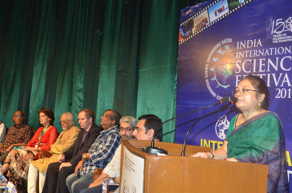 Dr. Debamitra Mitra, Director, Satyajit Ray Film and Television Institute (SRFTI) addressing at the inaugural session of the 5th edition of International Film Festival of India-2019 in Kolkata on November, 06, 2019.