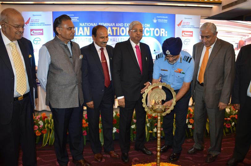 Air Marshal R. K. S. Shera, Air Officer, Commanding in Chief, Maintenance Command, Indian Air Force, Indian Air Force, inaugurated a day long national seminar and exhibition on Indian Aviation Sector Opportunities and Challenges organized by Bharat Chamber of Commerce along with Indian Air Force at Kolkata on 15.11.2019.
