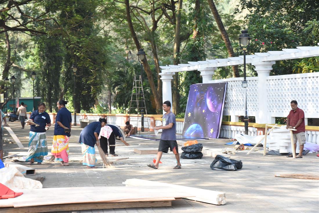 Preparations and Cleanliness drive going hand in hand for Golden Jubilee edition of International Film Festival of India (IFFI-2019) at Kala Academy in Panaji, Goa on November 19, 2019.
