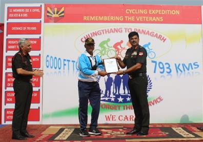 Cycling expedition from Chungthang of Sikkim to Panagarh in West Bengal carried out by an Indian Army Unit.