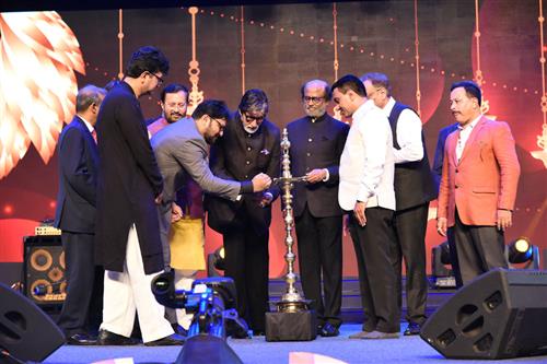 Bollywood Superstar, Shri Amitabh Bachchan lighting the lamp at the inauguration of Golden Jubilee edition of International Film Festival of India (IFFI-2019) in Goa on November 20, 2019.