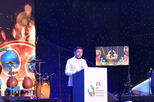 The Chief Minister of Goa, Shri Pramod Sawant addressing at the inauguration of Golden Jubilee edition of International Film Festival of India (IFFI-2019) in Goa on November 20, 2019. 