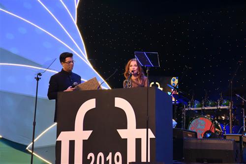 Veteran French Actress Isabelle Huppert addressing at the inauguration of 50th edition of International Film Festival of India (IFFI-2019) in Goa on November 20, 2019.