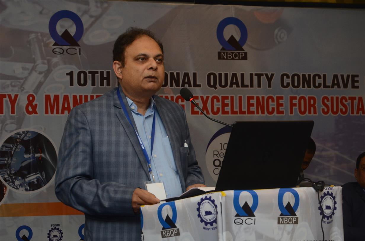 Shri C.K.Biswas, CEO, National Board of Quality Promotion (NBQP), Quality Council of Inida (QCI) speaking at the 10th Regional Quality Conclave (RQC) organized jointly by Quality Council of India (QCI) and Federation of Small and Medium Industries (FOSMI), West Bengal in Kolkata on November, 29, 2019.