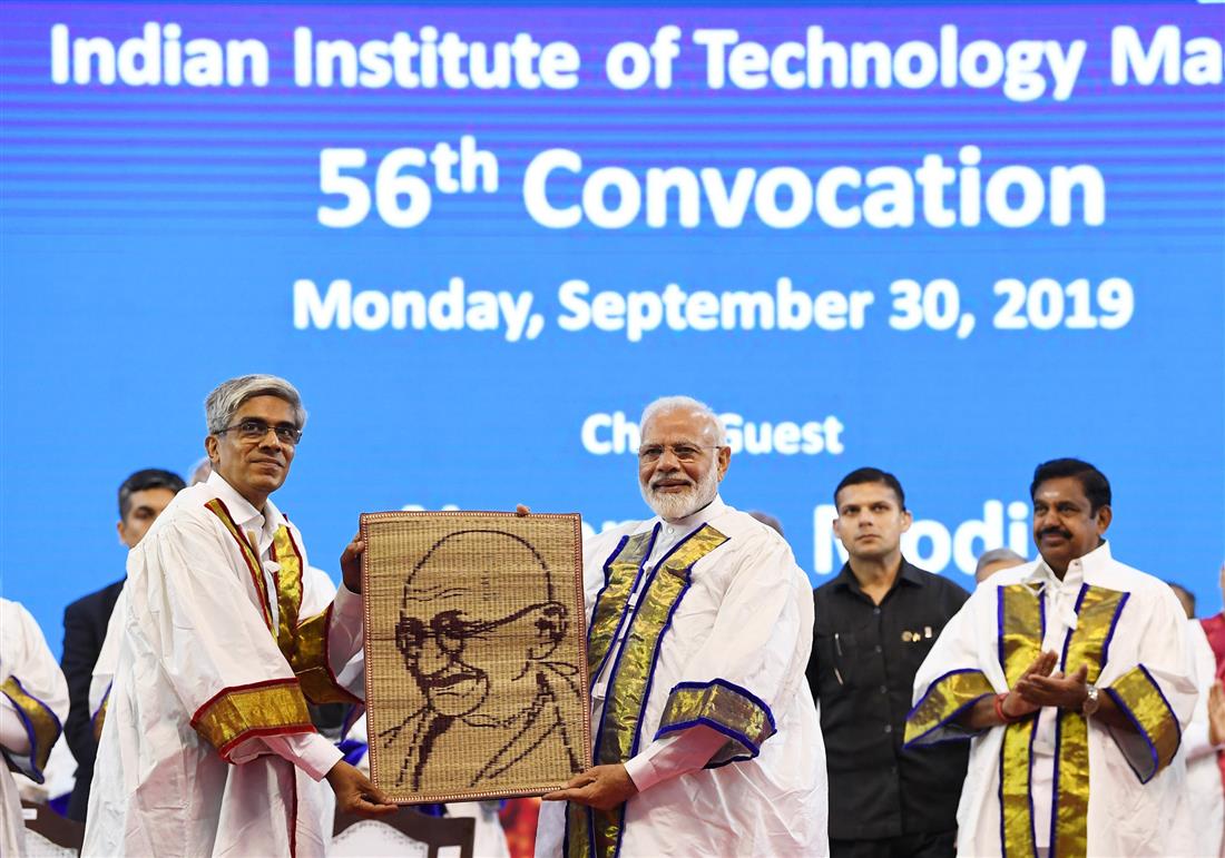 The Prime Minister, Shri Narendra Modi at the 56th Convocation of the Indian Institute of Technology, Madras, in Chennai, Tamil Nadu on September 30, 2019. 