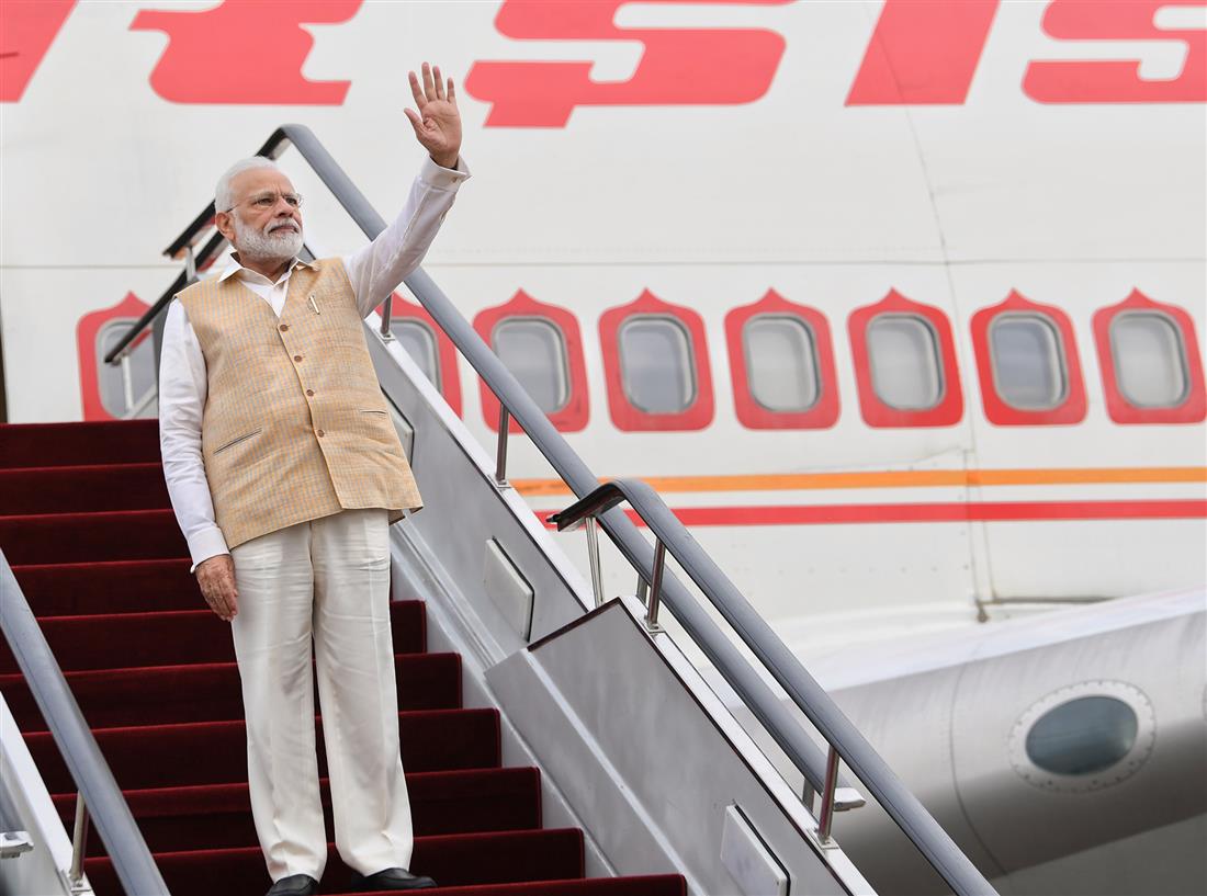 The Prime Minister, Shri Narendra Modi arrives at Vladivostok Airport, in Russia on September 04, 2019.