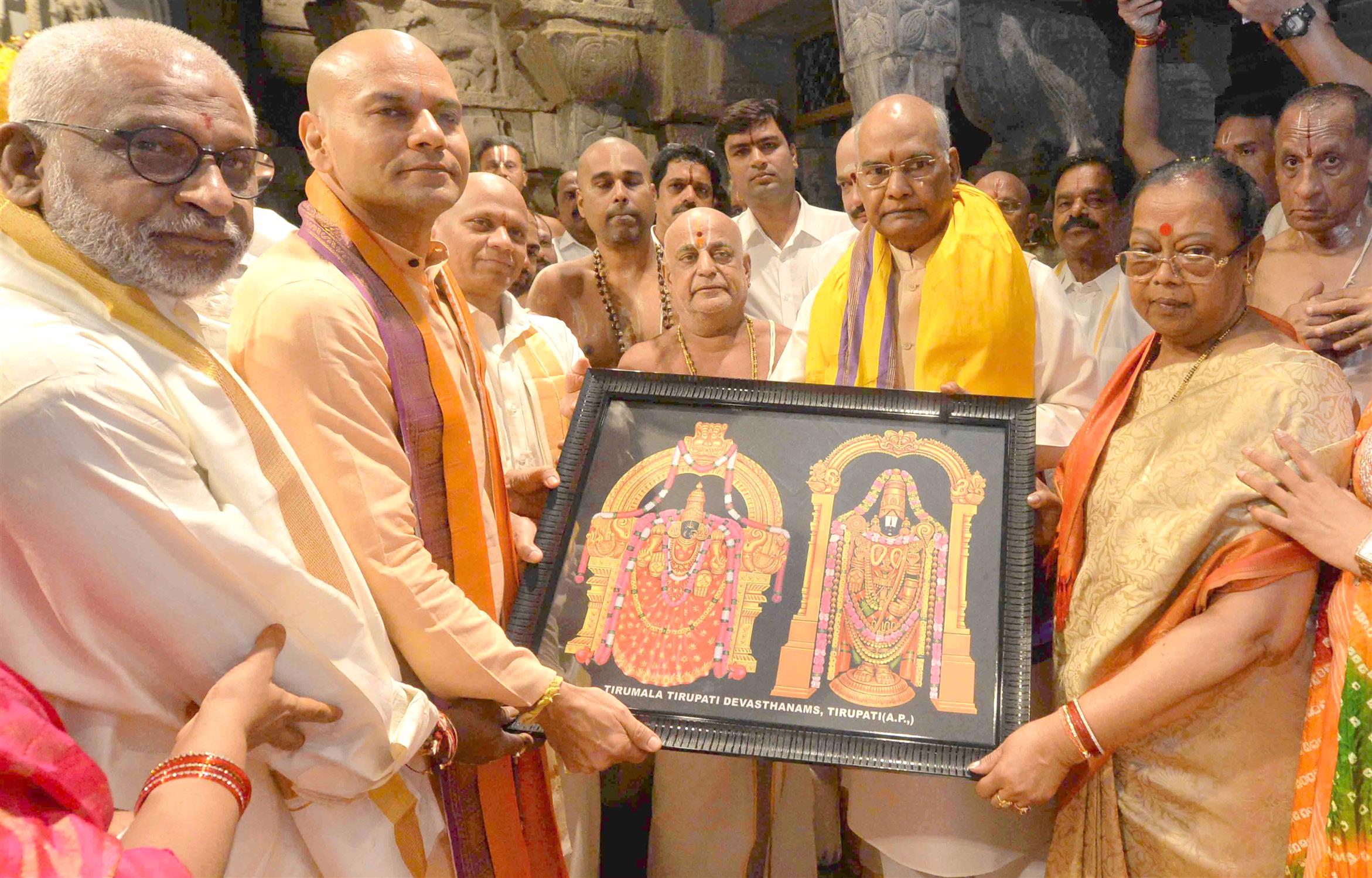The President, Shri Ram Nath Kovind during his visit to the Sri Venkateswara Swamy Temple, at Tirumala, in Andhra Pradesh on July 14, 2019.
