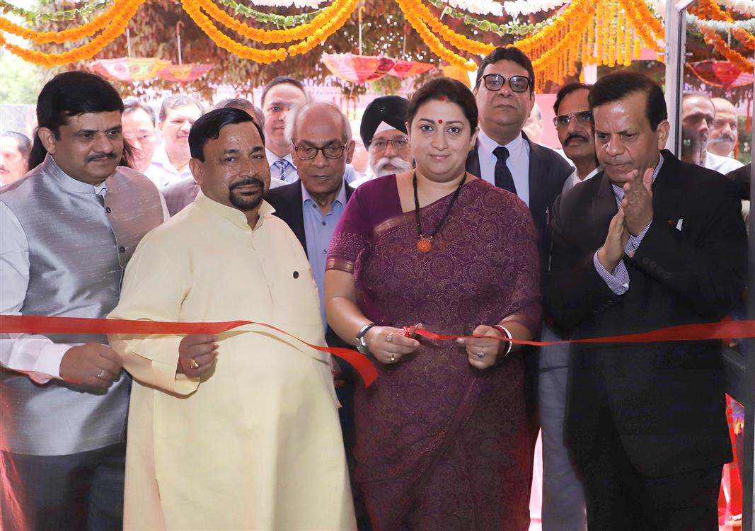 The Union Minister for Women & Child Development and Textiles, Smt. Smriti Irani inaugurating the 7th India International Silk Fair, at Pragati Maidan, in New Delhi on July 15, 2019.