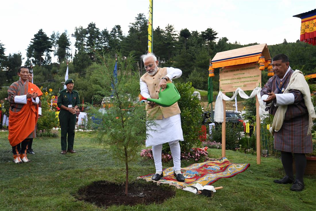 The Prime Minister, Shri Narendra Modi planting a sapling, in Simtokha Dzong, Bhutan on August 17, 2019.